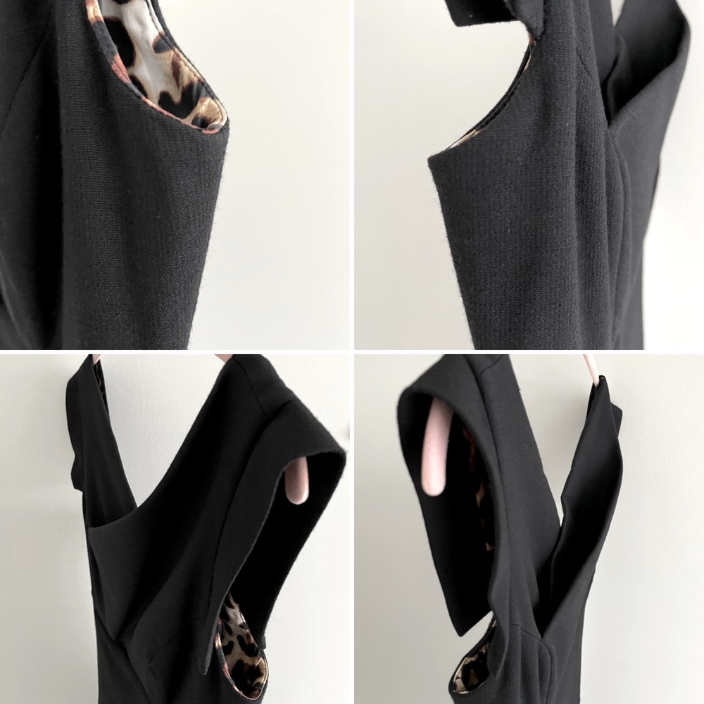 Bebe Black Mini Dress With Leopard Print Lining And Reversible Belt - Picture 9 of 16